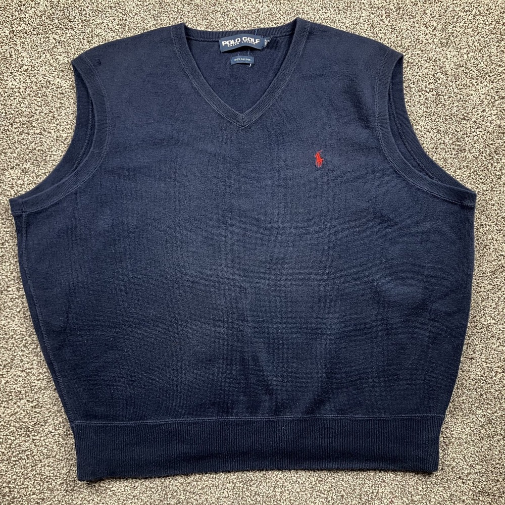 Vintage Polo Golf Ralph Lauren Sweater Vest Mens Large Prep Ivy Pony Relaxed Fit